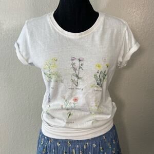 BRISCO BRANDS Women’s Floral T-Shirt White Sz M Sublime Casual Granola Nature